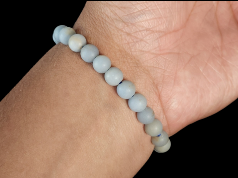 Matte Angelite 8mm Gemstone Bead Bracelet