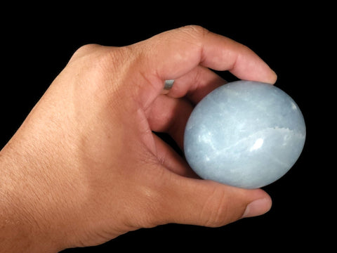 Blue Calcite Palm Stone - Littleton Rock Shop