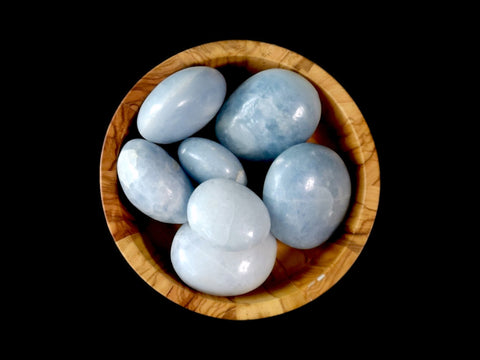 Blue Calcite Palm Stone (Small) - Littleton Rock Shop