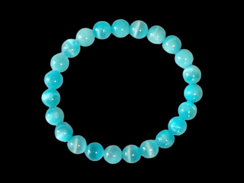 Dyed Blue Selenite 8mm Gemstone Bead Bracelet - Littleton Rock Shop