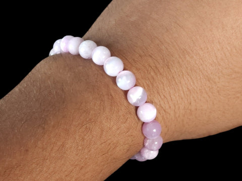 Dyed Pink Selenite 8mm Gemstone Bead Bracelet - Littleton Rock Shop