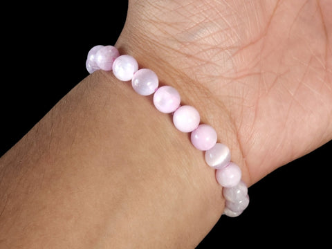 Dyed Pink Selenite 8mm Gemstone Bead Bracelet - Littleton Rock Shop