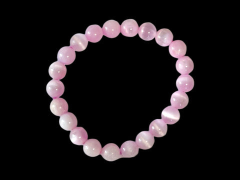 Dyed Pink Selenite 8mm Gemstone Bead Bracelet - Littleton Rock Shop