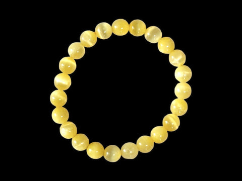 Dyed Yellow Selenite 8mm Gemstone Bead Bracelet - Littleton Rock Shop