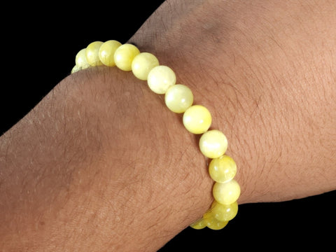 Dyed Yellow Selenite 8mm Gemstone Bead Bracelet - Littleton Rock Shop