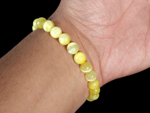 Dyed Yellow Selenite 8mm Gemstone Bead Bracelet - Littleton Rock Shop