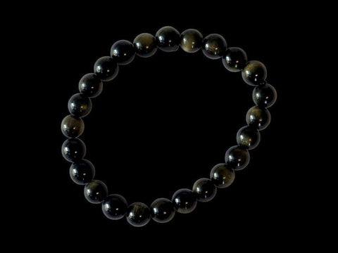 Gold Sheen Obsidian 8mm Gemstone Bead Bracelet - Littleton Rock Shop