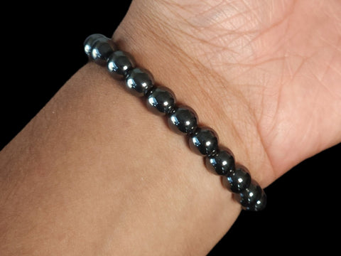 Hematite 8mm Gemstone Bead Bracelet - Littleton Rock Shop