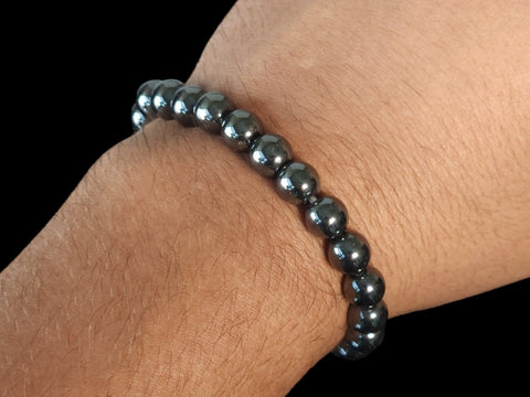 Hematite 8mm Gemstone Bead Bracelet - Littleton Rock Shop