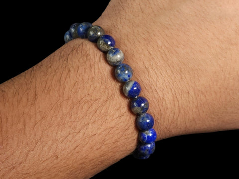 Lapis Lazuli 8mm Gemstone Bead Bracelet - Littleton Rock Shop