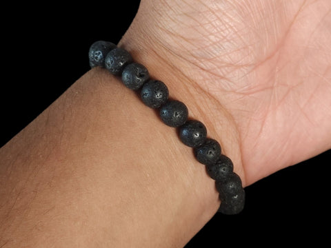 Lava Rock 8mm Gemstone Bead Bracelet - Littleton Rock Shop