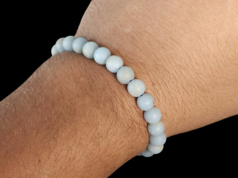 Matte Angelite 8mm Gemstone Bead Bracelet - Littleton Rock Shop