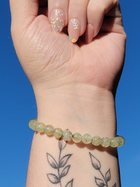 Prehnite 6mm Gemstone Bead Bracelet - Littleton Rock Shop