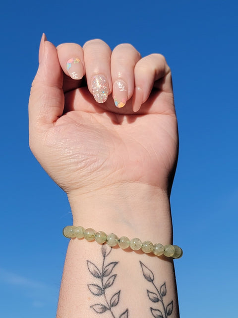 Prehnite 6mm Gemstone Bead Bracelet - Littleton Rock Shop