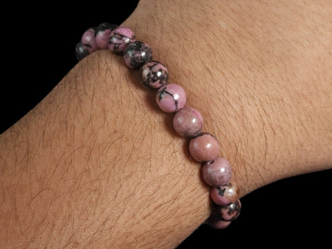 Rhodonite 8mm Gemstone Bead Bracelet - Littleton Rock Shop