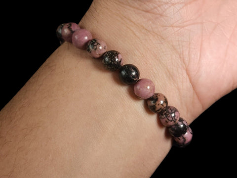 Rhodonite 8mm Gemstone Bead Bracelet - Littleton Rock Shop