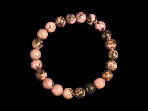 Rhodonite 8mm Gemstone Bead Bracelet - Littleton Rock Shop