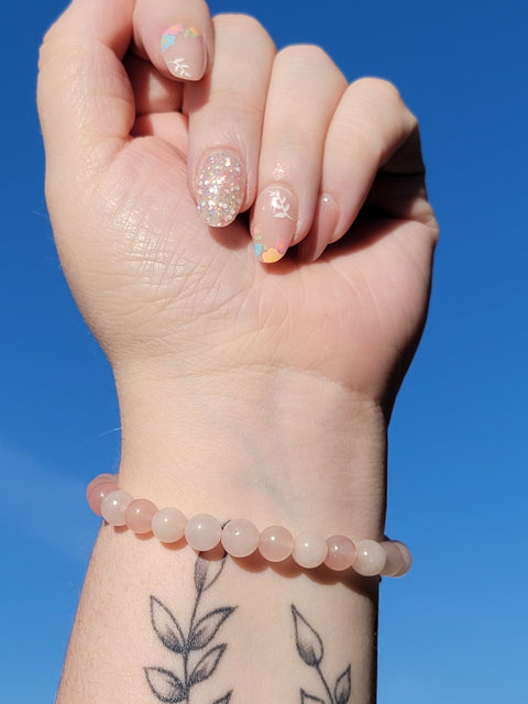 Rose Quartz 8mm Gemstone Bead Bracelet - Littleton Rock Shop