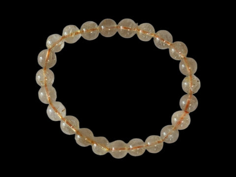 Rutilated Quartz 8mm Gemstone Bead Bracelet - Littleton Rock Shop