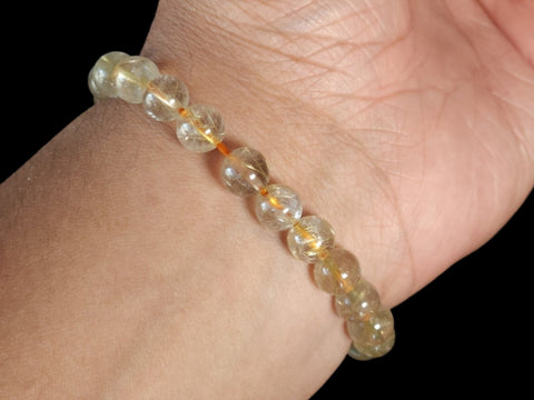 Rutilated Quartz 8mm Gemstone Bead Bracelet - Littleton Rock Shop