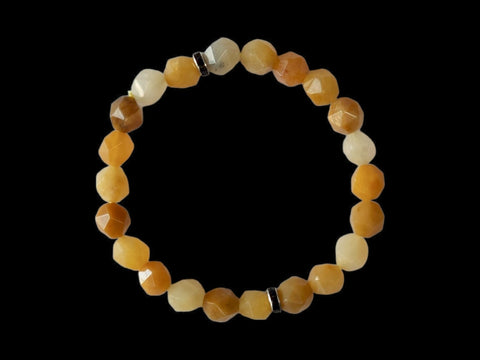 Yellow Aventurine 8mm Faceted Gemstone Bead Bracelet - Littleton Rock Shop