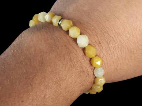 Yellow Aventurine 8mm Faceted Gemstone Bead Bracelet - Littleton Rock Shop