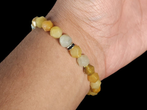 Yellow Aventurine 8mm Faceted Gemstone Bead Bracelet - Littleton Rock Shop